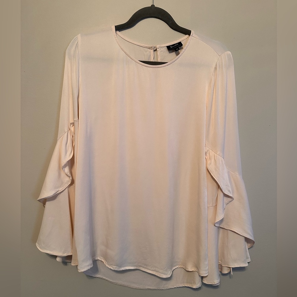 Bardot Champagne Pink Blouse with Long Bell Sleeves Size 4/XS